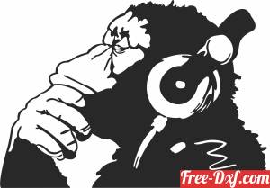 download monkey with headphone cliparts free ready for cut