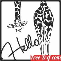 download Hello Girafe wall art free ready for cut