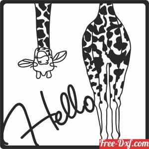 download Hello Girafe wall art free ready for cut