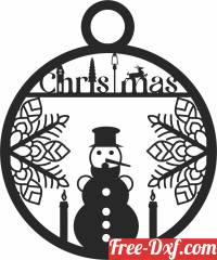 download christmas snowman ornament free ready for cut