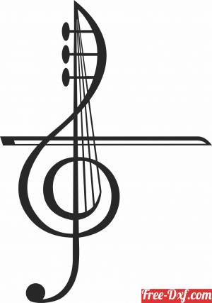 download Violin and treble clef Vector free ready for cut