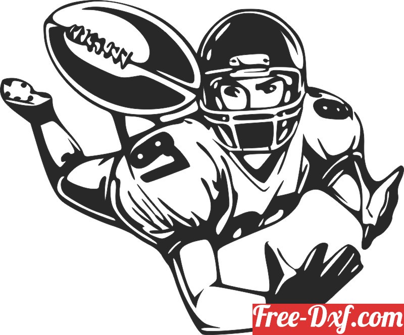 Download Football player jumping for the catch AfXmz High quality