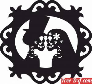 download Halloween Skull couple Mirror Horror free ready for cut