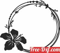 download Flower wreath wall arts free ready for cut
