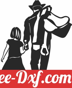 cowboy and daughter wall art