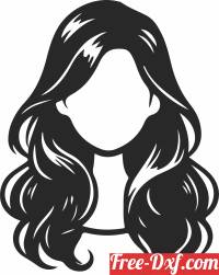 download Women head with hair silhouette free ready for cut