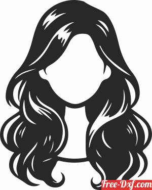 download Women head with hair silhouette free ready for cut