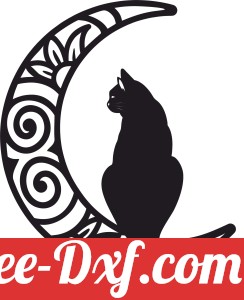 Cat decorative on the moon clipart