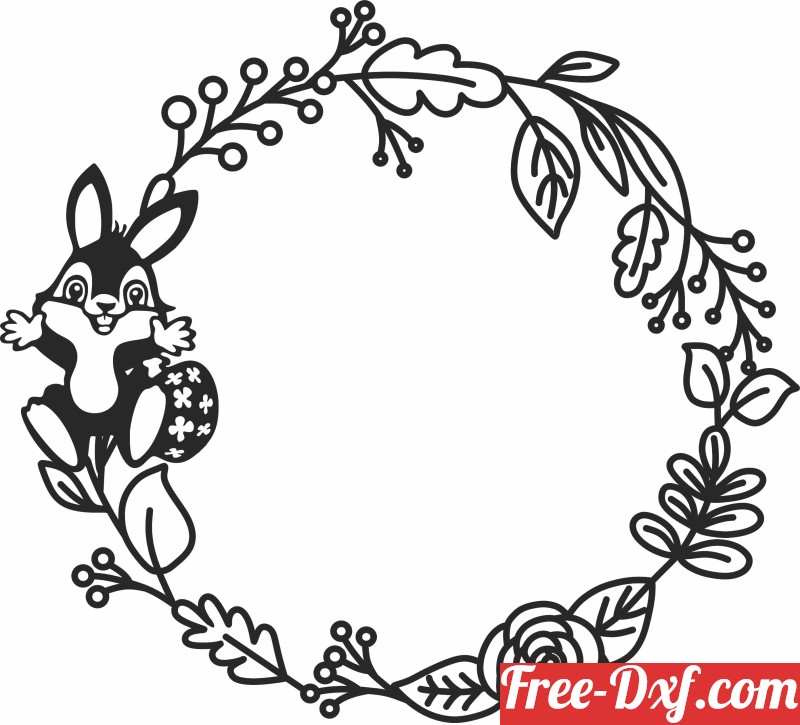 Download Easter wreath bunny B3ntq High quality free Dxf files, S