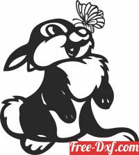 download rabbit cartoon with flower clipart free ready for cut