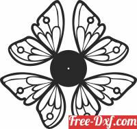 download decorative wall clock buterfly free ready for cut