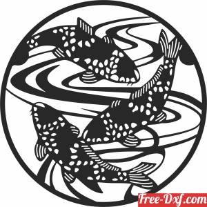 download Koi Fish wall art free ready for cut