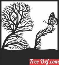 download Tree Female Face Holding butterfly clipart free ready for cut