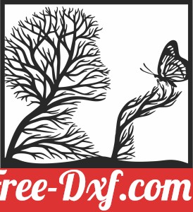 Tree Female Face Holding butterfly clipart