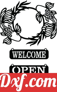 fish welcome sign open close wall art