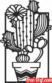 download Cactus pot Wall Decor free ready for cut