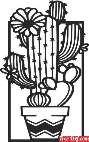 download Cactus pot Wall Decor free ready for cut