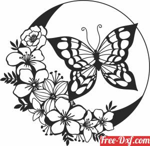 download Butterfly Floral Circle wall decor free ready for cut