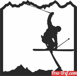 download Silhouette Of Freestyle Skiing cliparts free ready for cut