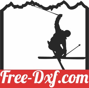 Silhouette Of Freestyle Skiing cliparts