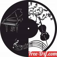 download Music piano wall clock free ready for cut