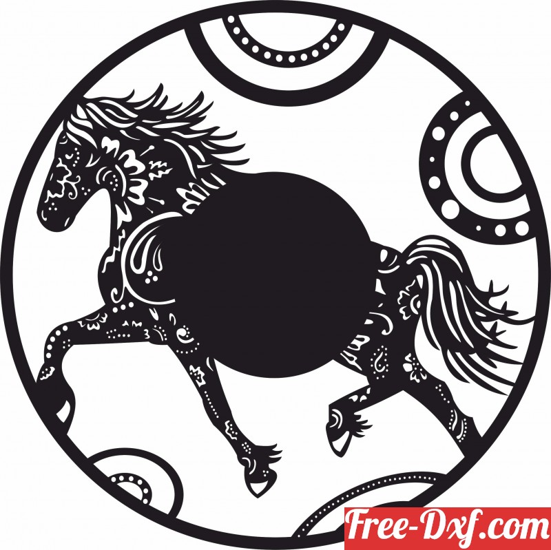 Download Download horse vinyl clock CYJSp High quality free Dxf files, Svg