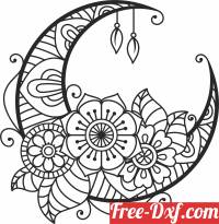 download floral moon mandala art free ready for cut