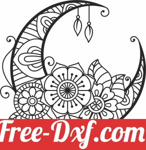 floral moon mandala art