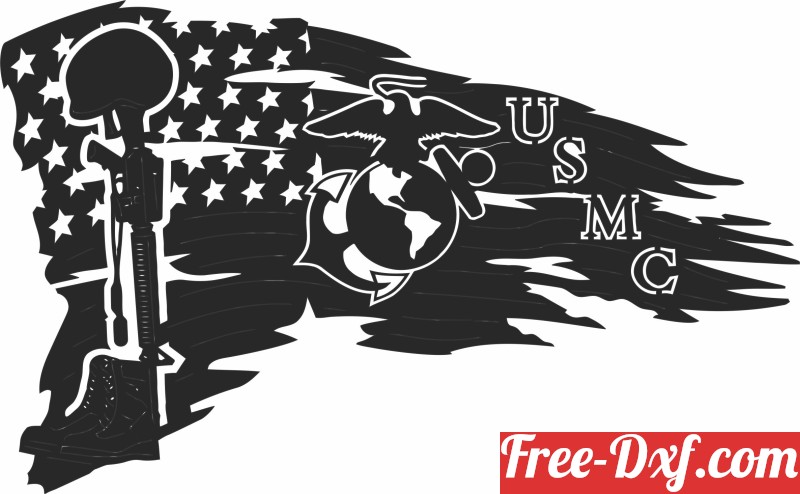 Download us Marine Corps logo flag Cp9mi High quality free Dxf fi