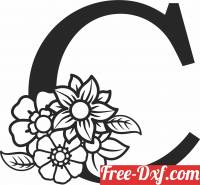 download Monogram Letter C with flowers free ready for cut