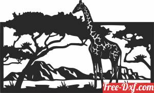 download giraffe savanna scene clipart free ready for cut