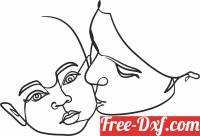 download Mother kissing Baby one line art free ready for cut