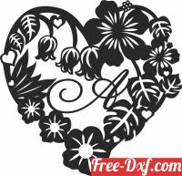 download valentines Day floral Heart free ready for cut