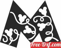 download Mickey Mouse M monogram free ready for cut
