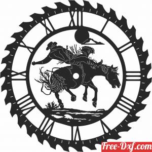 download cowboy sceen saw wall clock free ready for cut