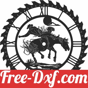 cowboy sceen saw wall clock