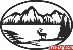download Outdoors Moose scene wall sign free ready for cut
