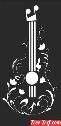 download floral guitar clipart free ready for cut