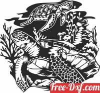 download Sea Turtle scene clipart free ready for cut