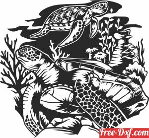 download Sea Turtle scene clipart free ready for cut