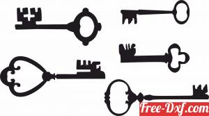 download old vintage keys silhouette free ready for cut