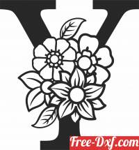 download Monogram Letter Y with flowers free ready for cut
