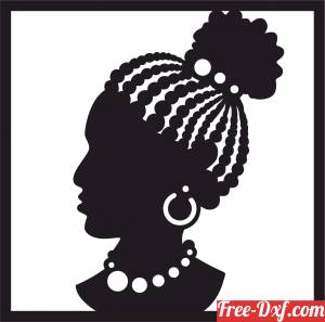 download afro lady face wall decor free ready for cut