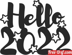 download Hello 2022 new year wall sign free ready for cut