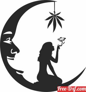 download girl smoking on the moon arts free ready for cut