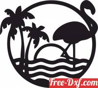 download flamingo rose beach scene free ready for cut