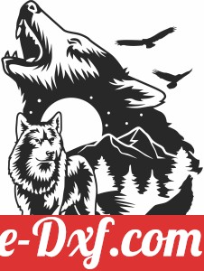 Wolf Howl scene clipart