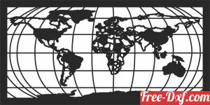 download world map wall decors free ready for cut