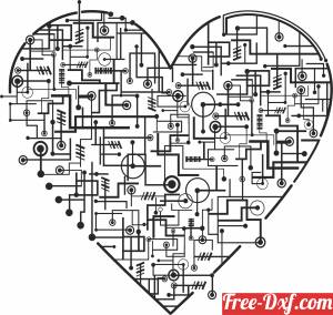 download microcircuit heart cliparts free ready for cut