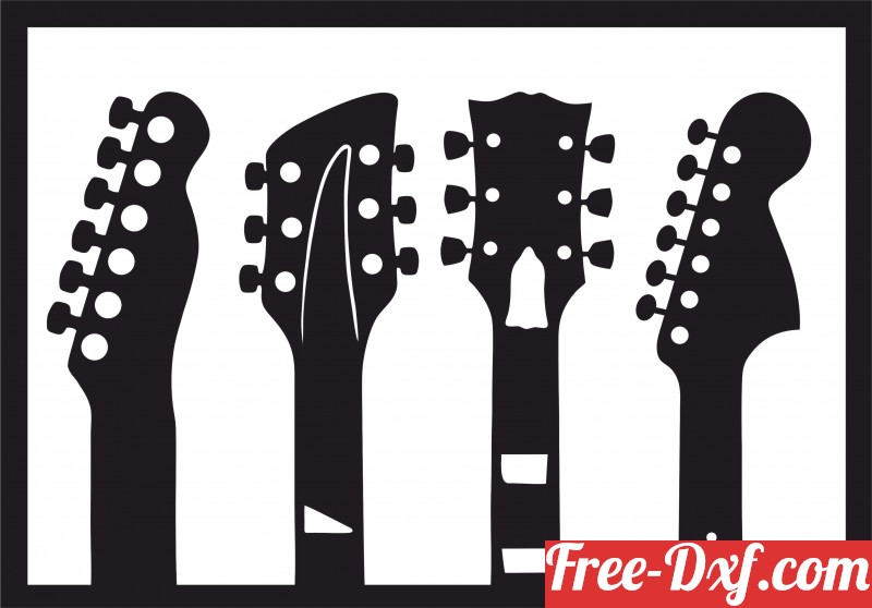 Download guitars wall decor Ej5I6 High quality free Dxf files, Sv